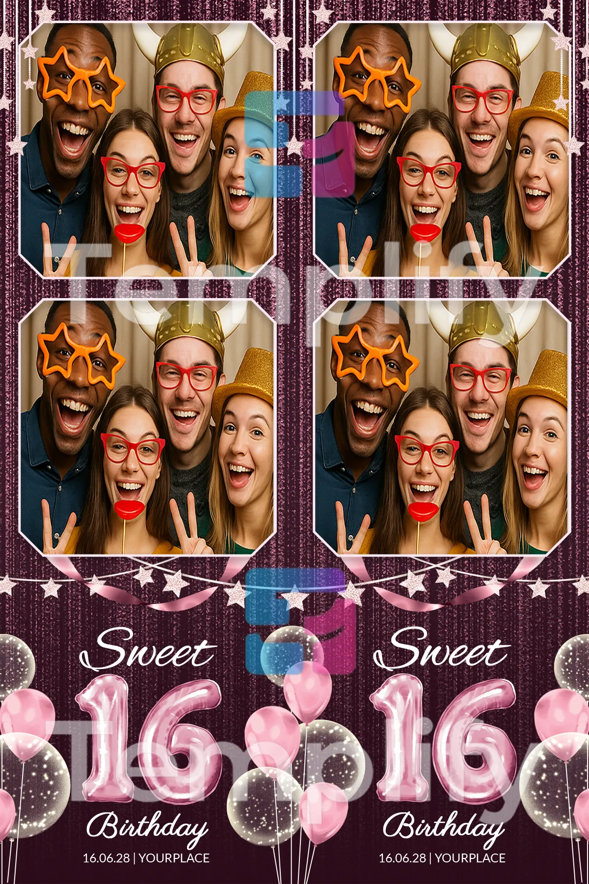 Sweey 16 birthday photo booth template