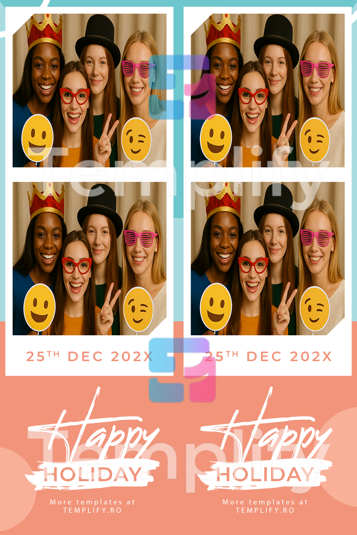 Happy holiday photo booth template