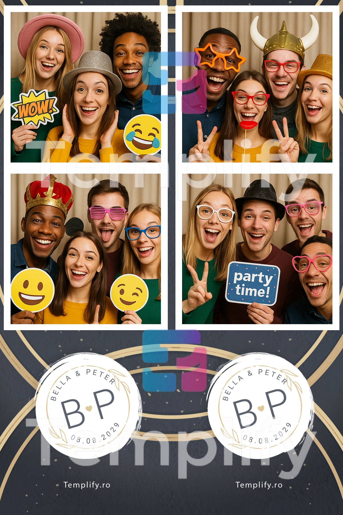Golden ring photo booth template
