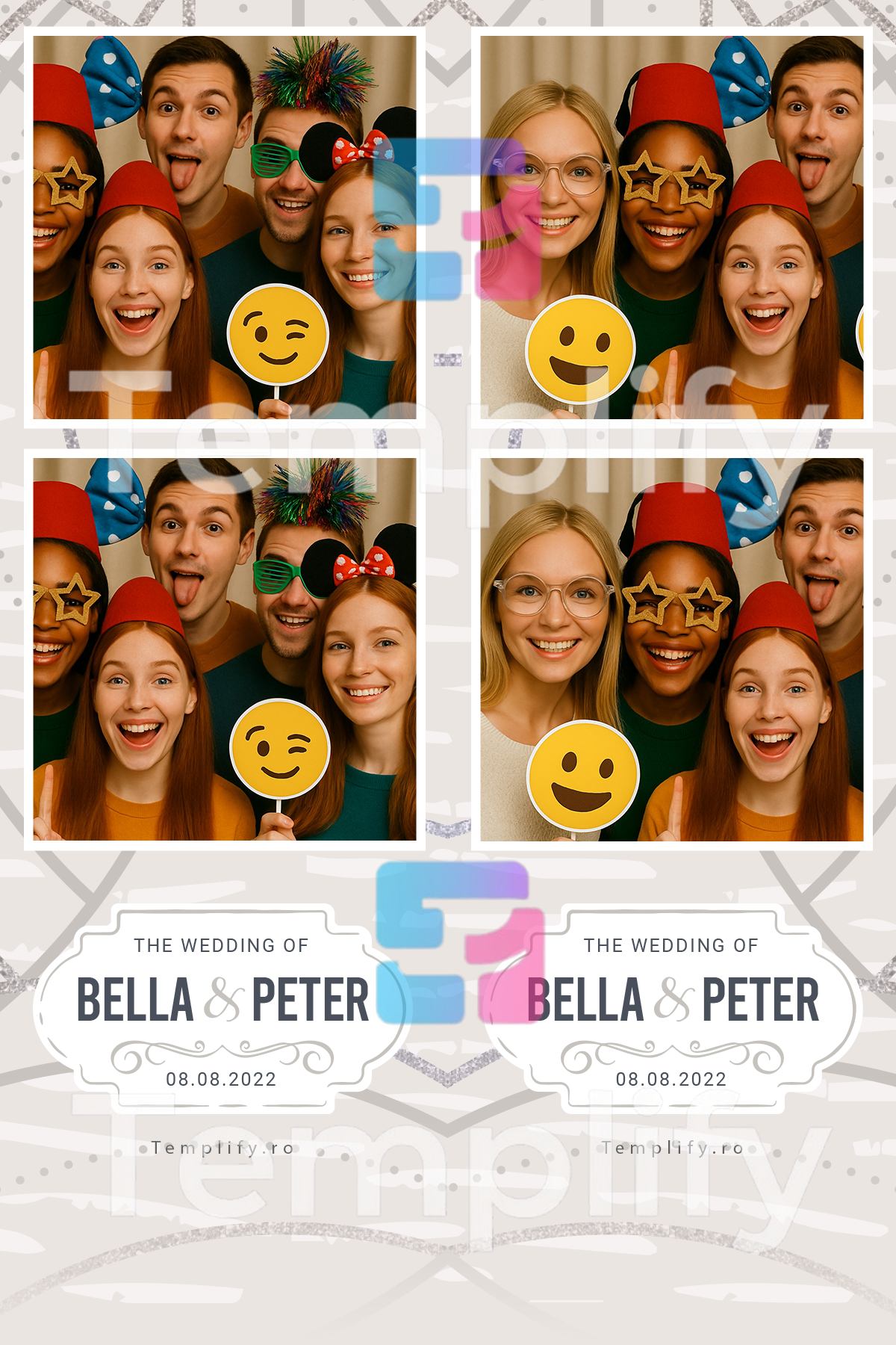 Cream wedding photo booth template