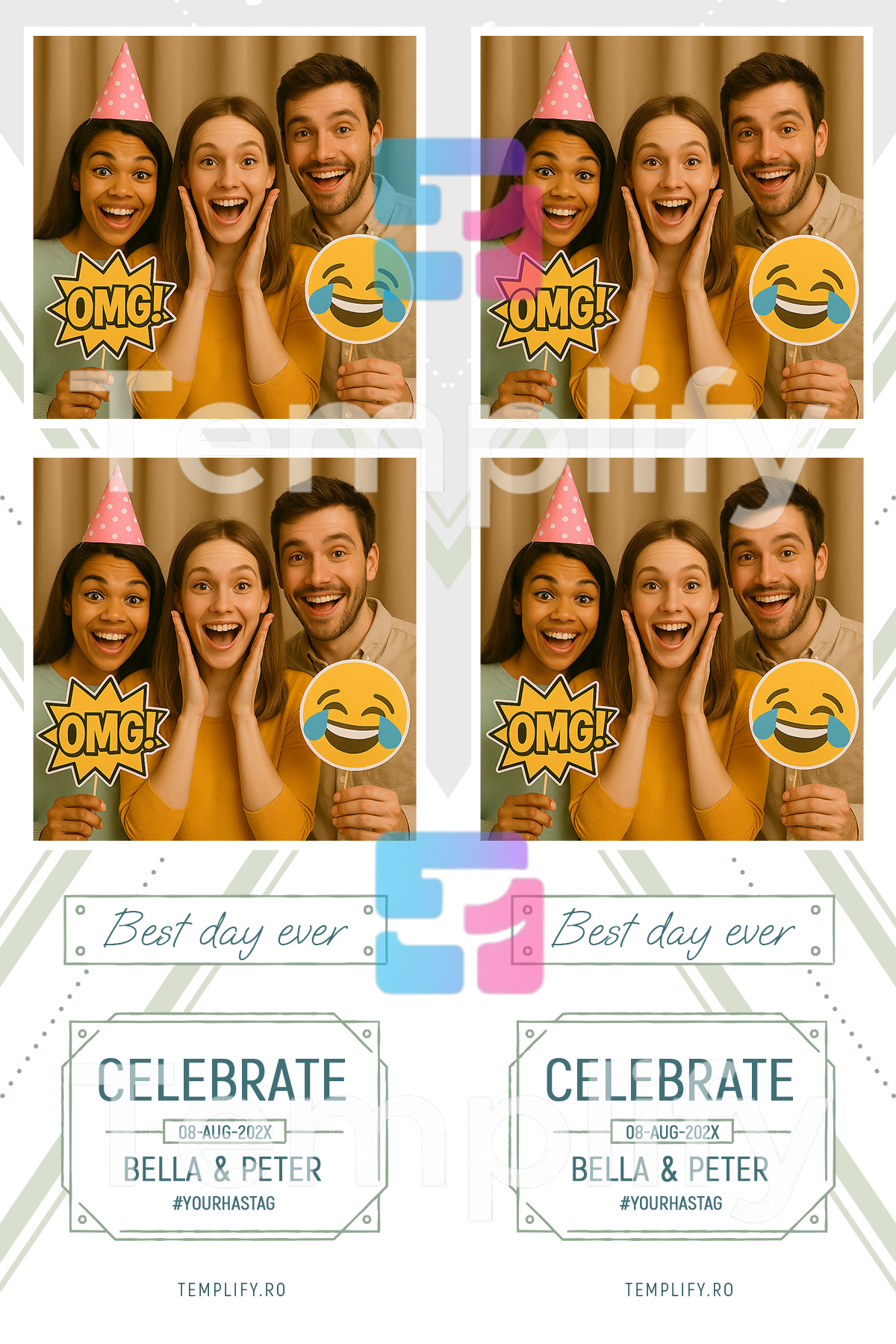 Light green wedding photo booth template