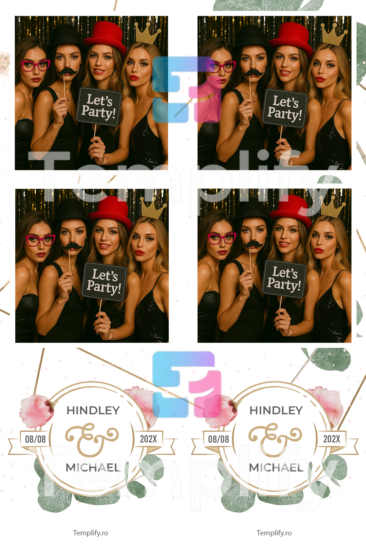 Rustic wedding photo booth template