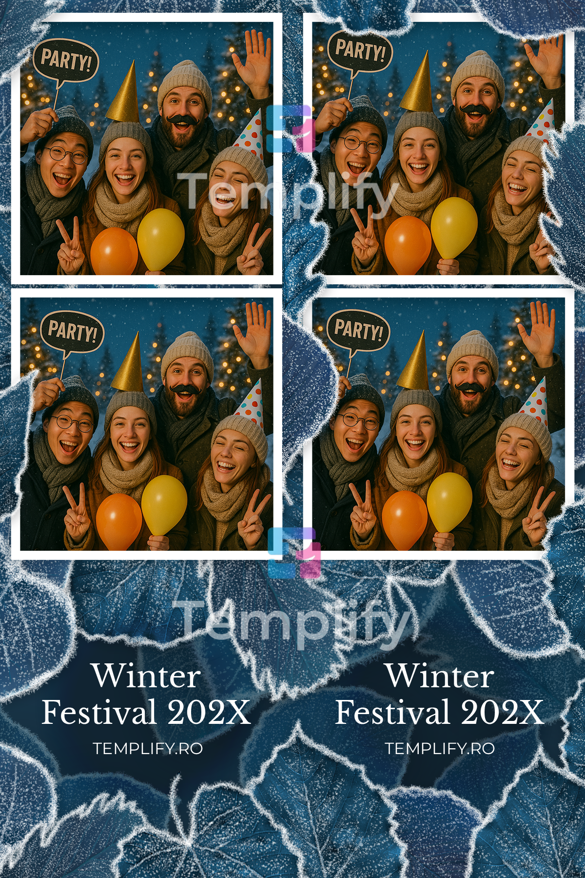 Winter party photo booth template