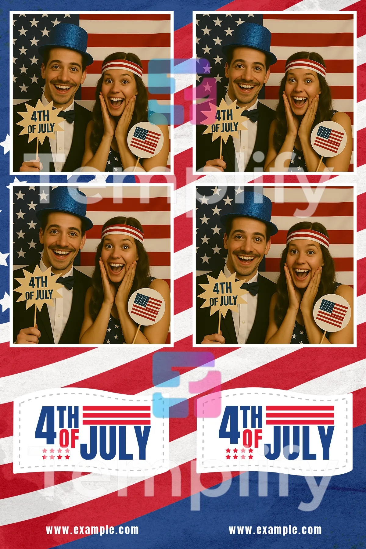 Autentic 4th july photo booth template