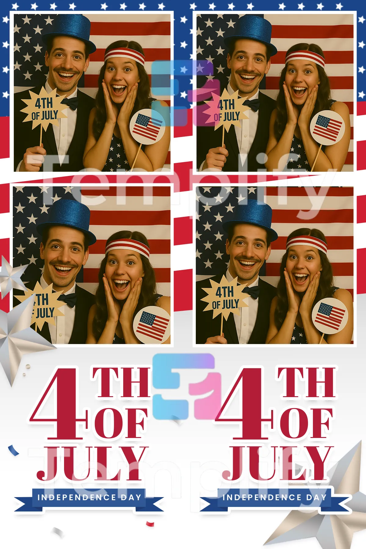Party of 4th july photo booth template