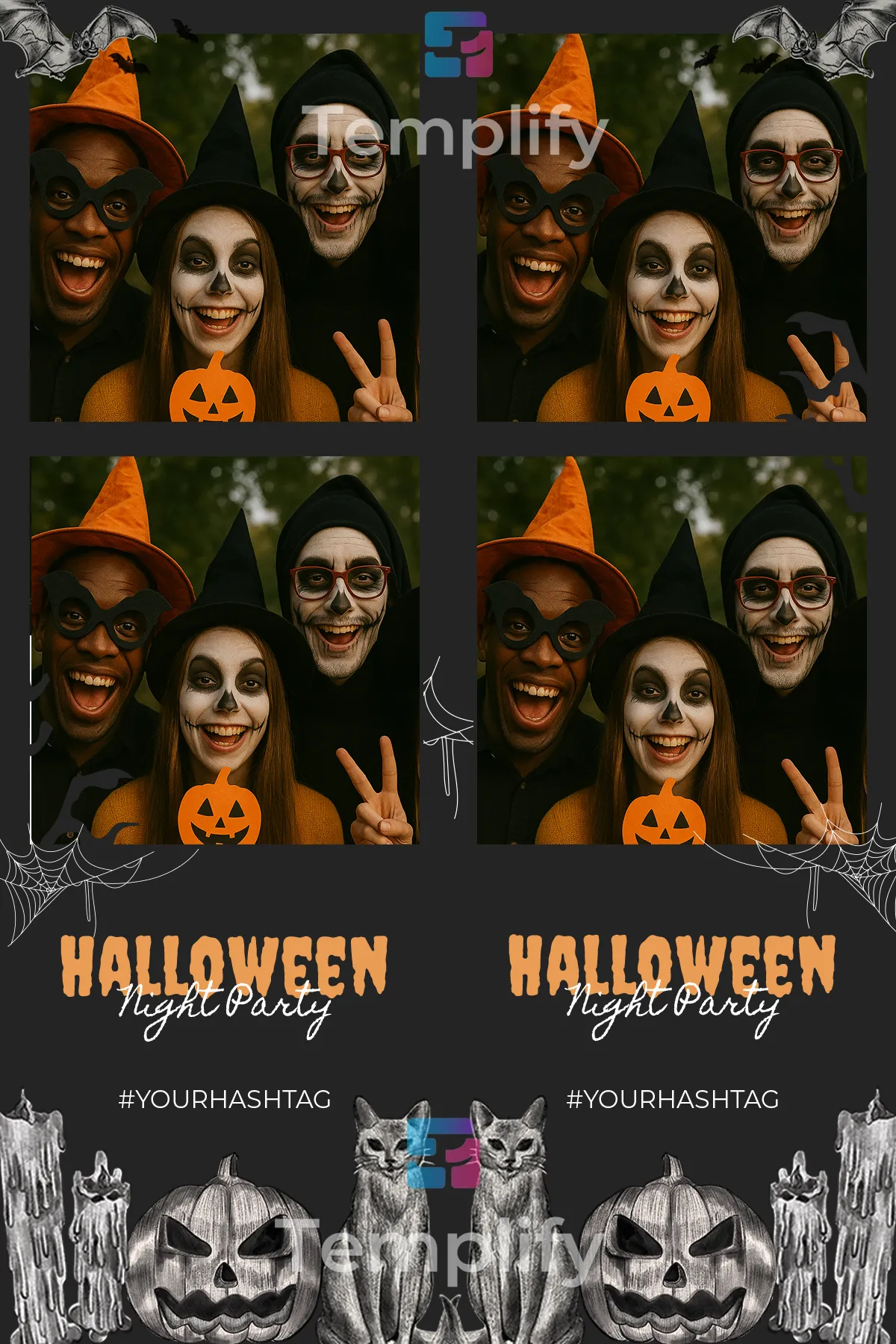 Festive halloween photo booth template