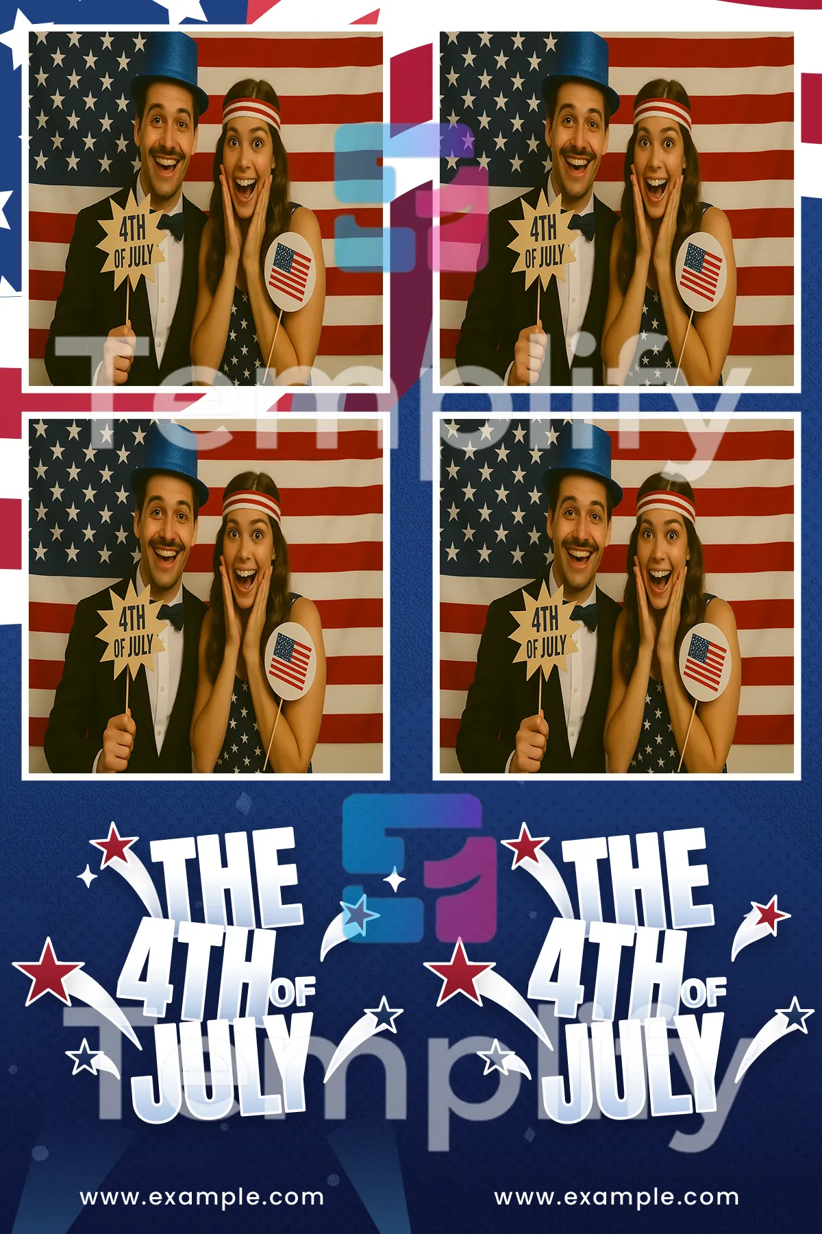 Best party of 4th july photo booth template