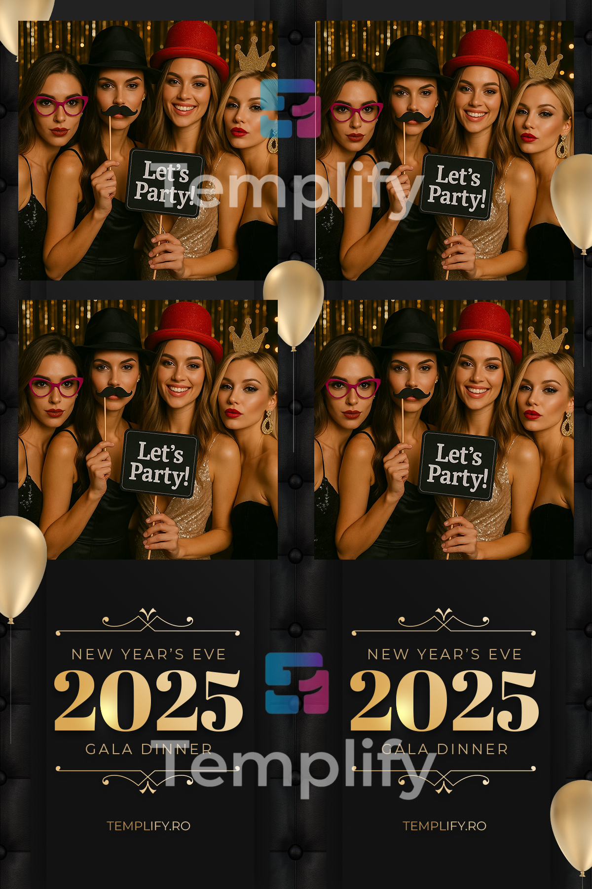 Nye party photo booth template