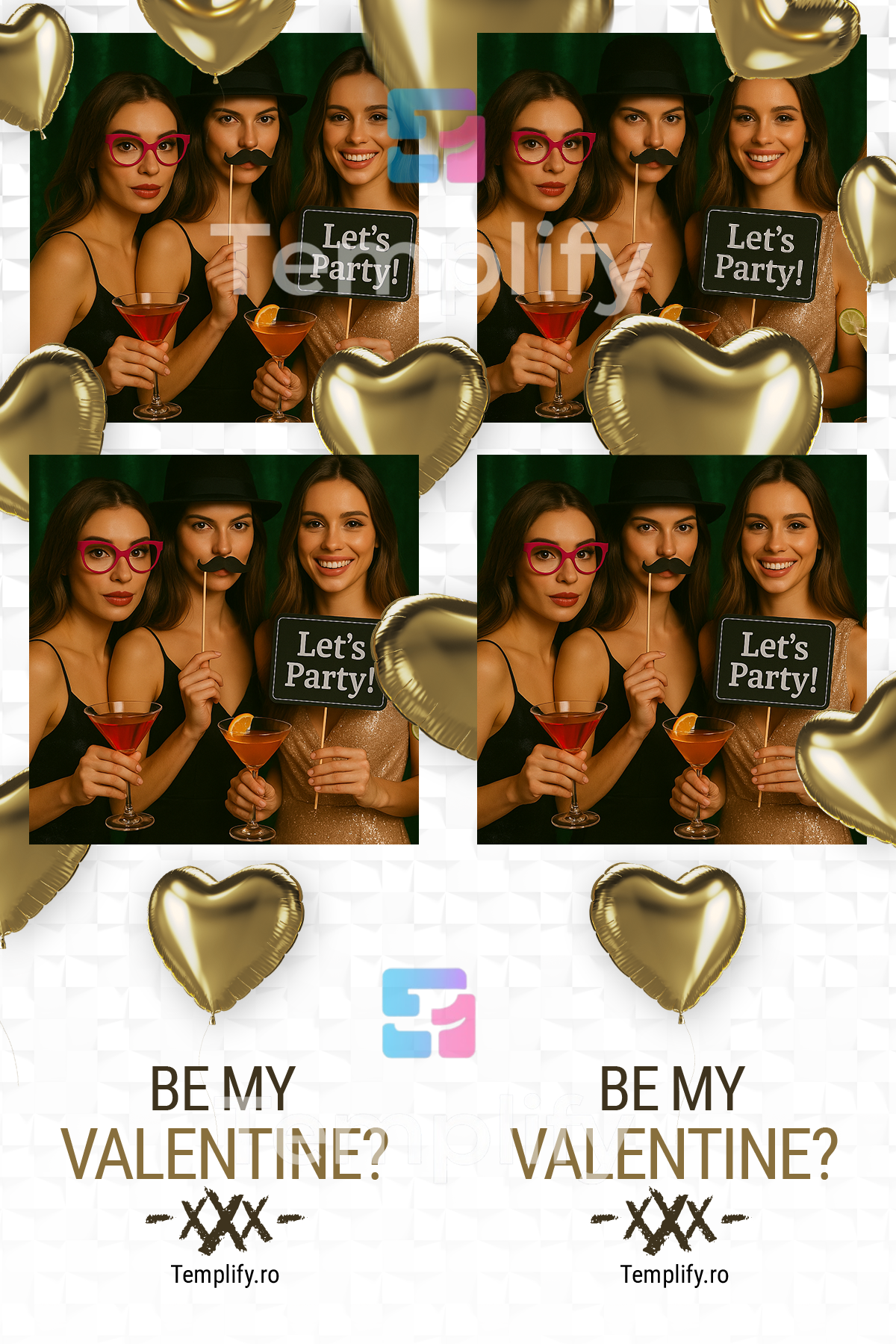 Be my valentine photo booth template