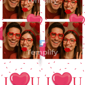I love u valentine photo booth template