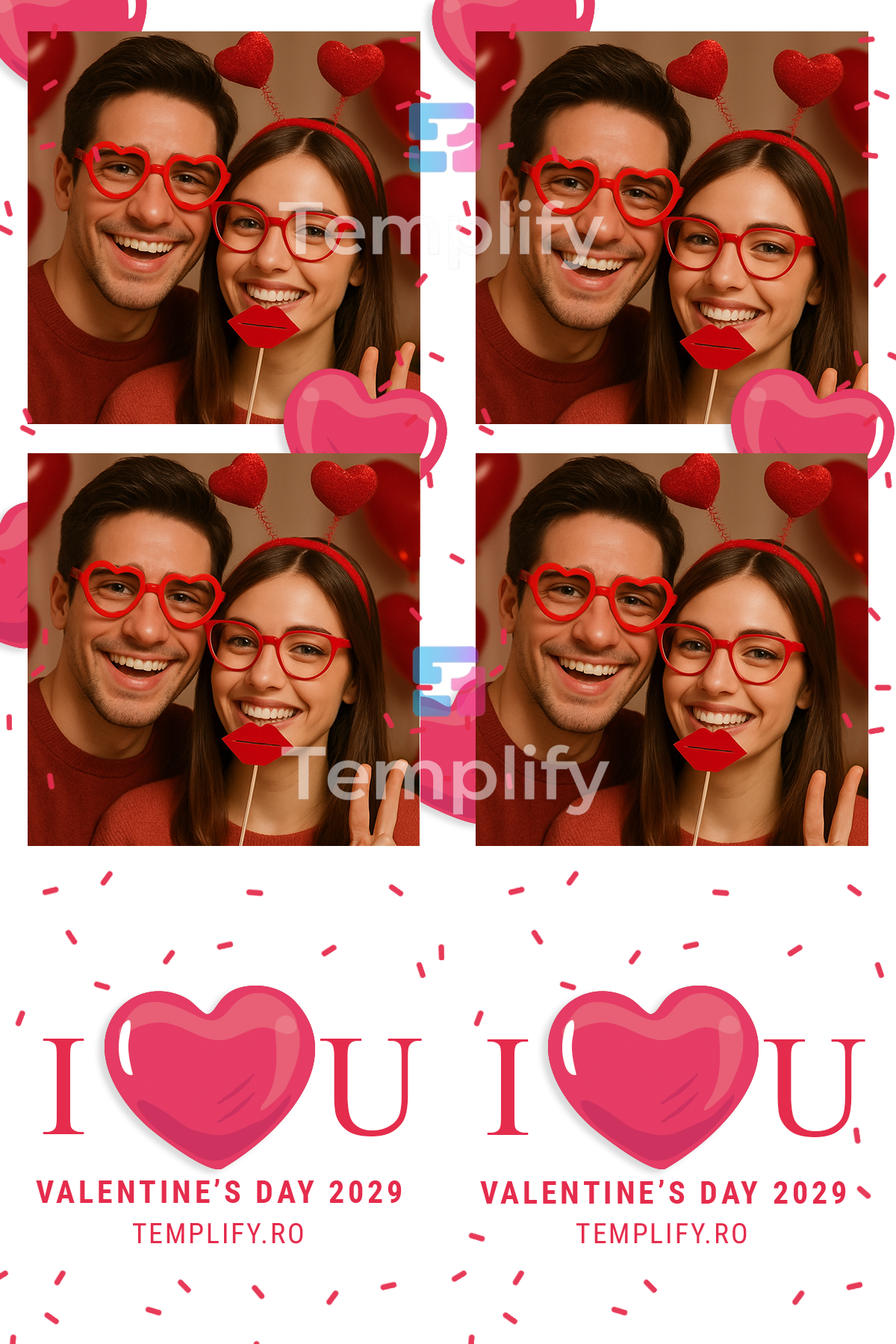 I love u valentine photo booth template