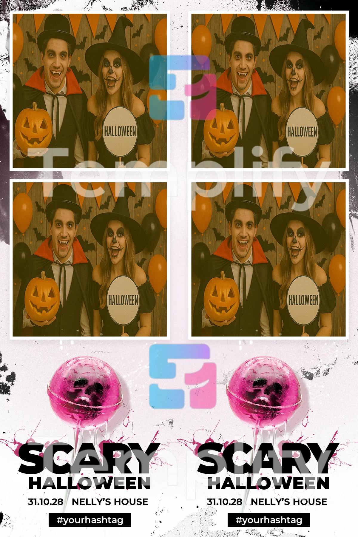 Scary halloween photo booth template