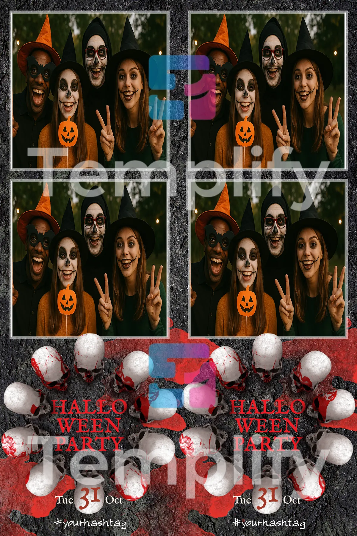 Halloween skull photo booth template