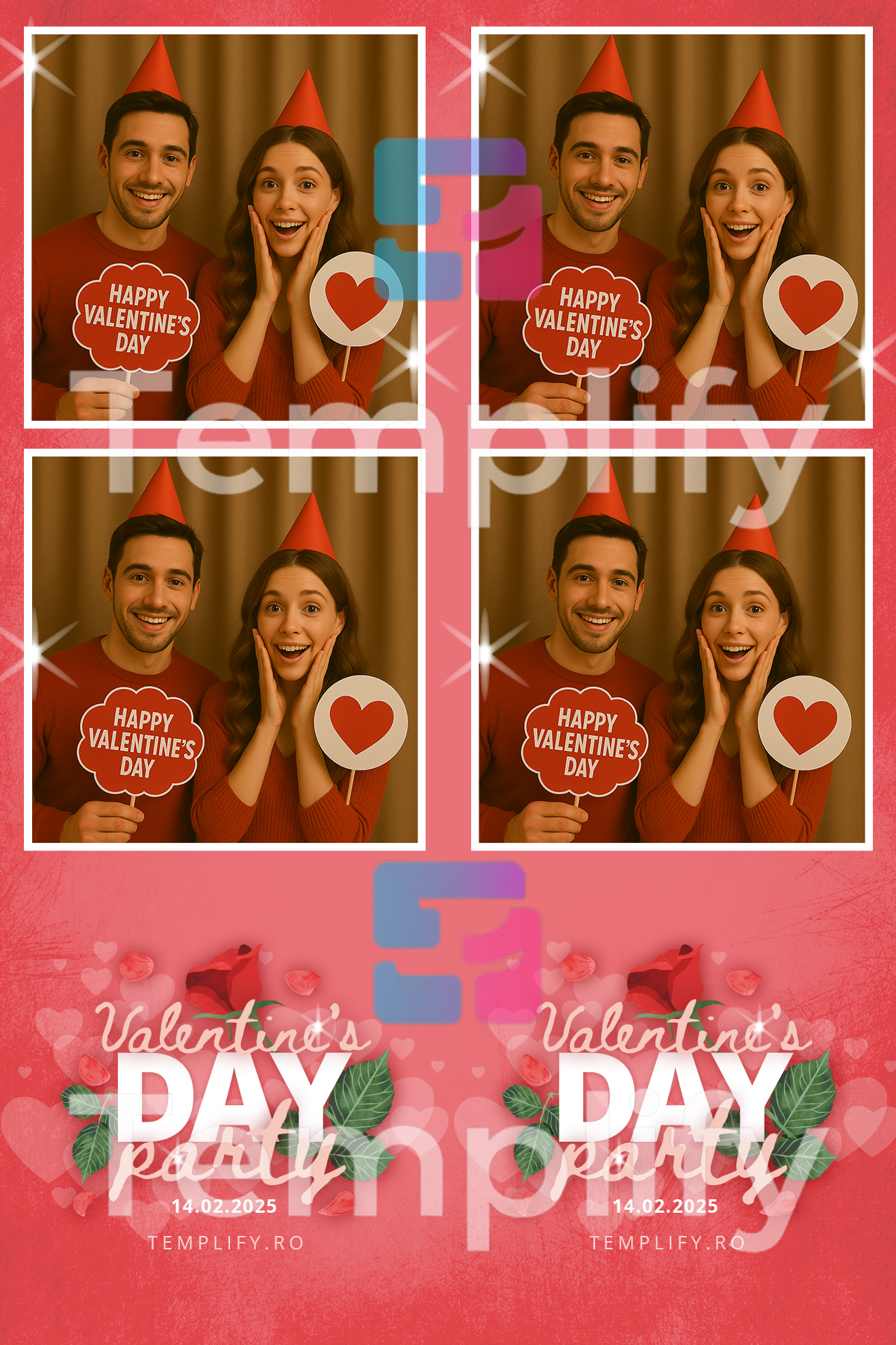 Valentine day photo booth template