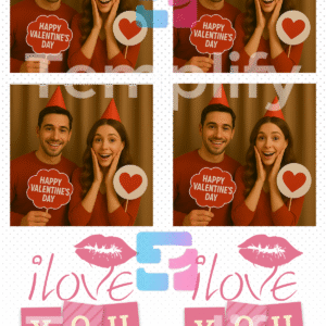 Valentine kiss photo booth template