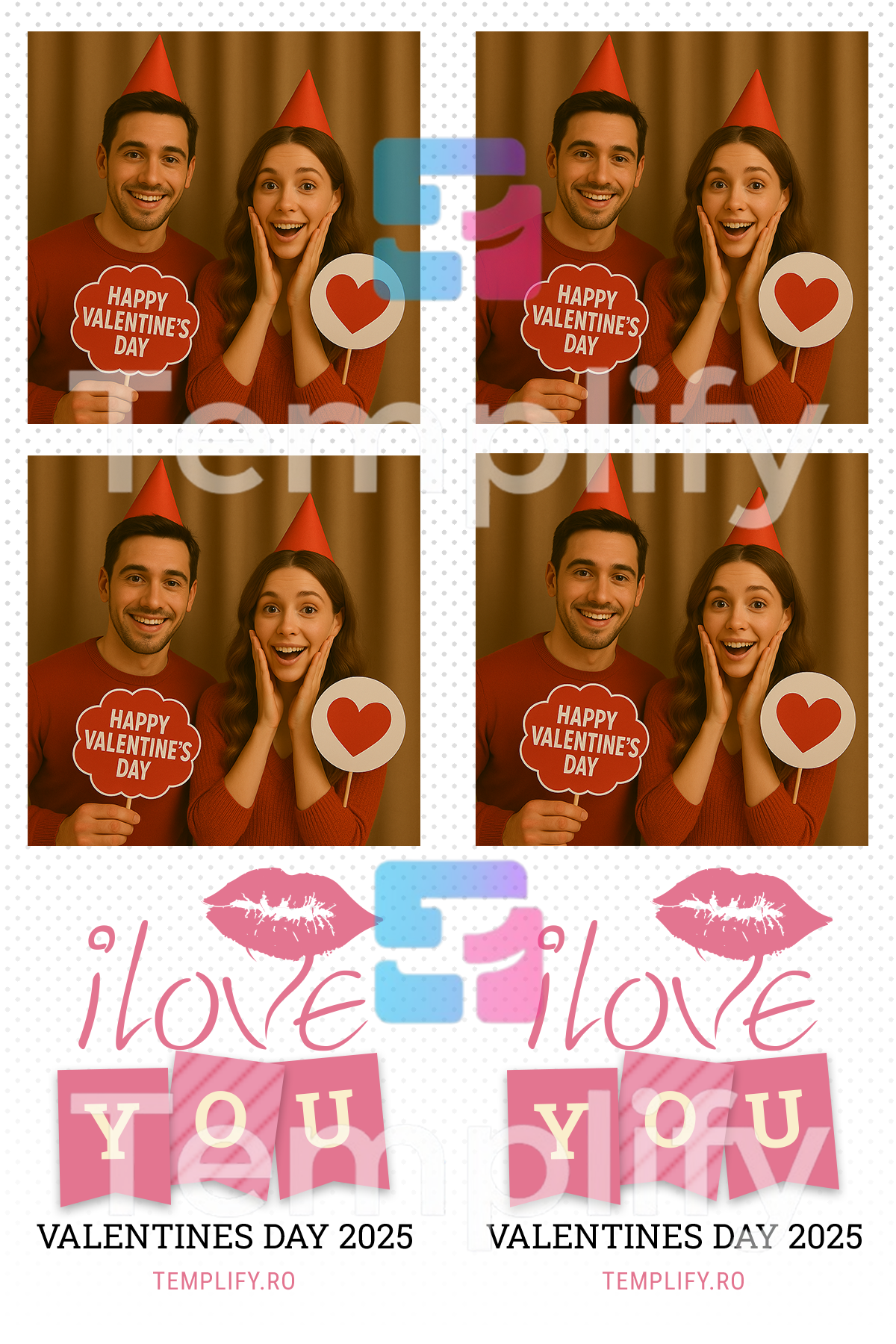Valentine kiss photo booth template