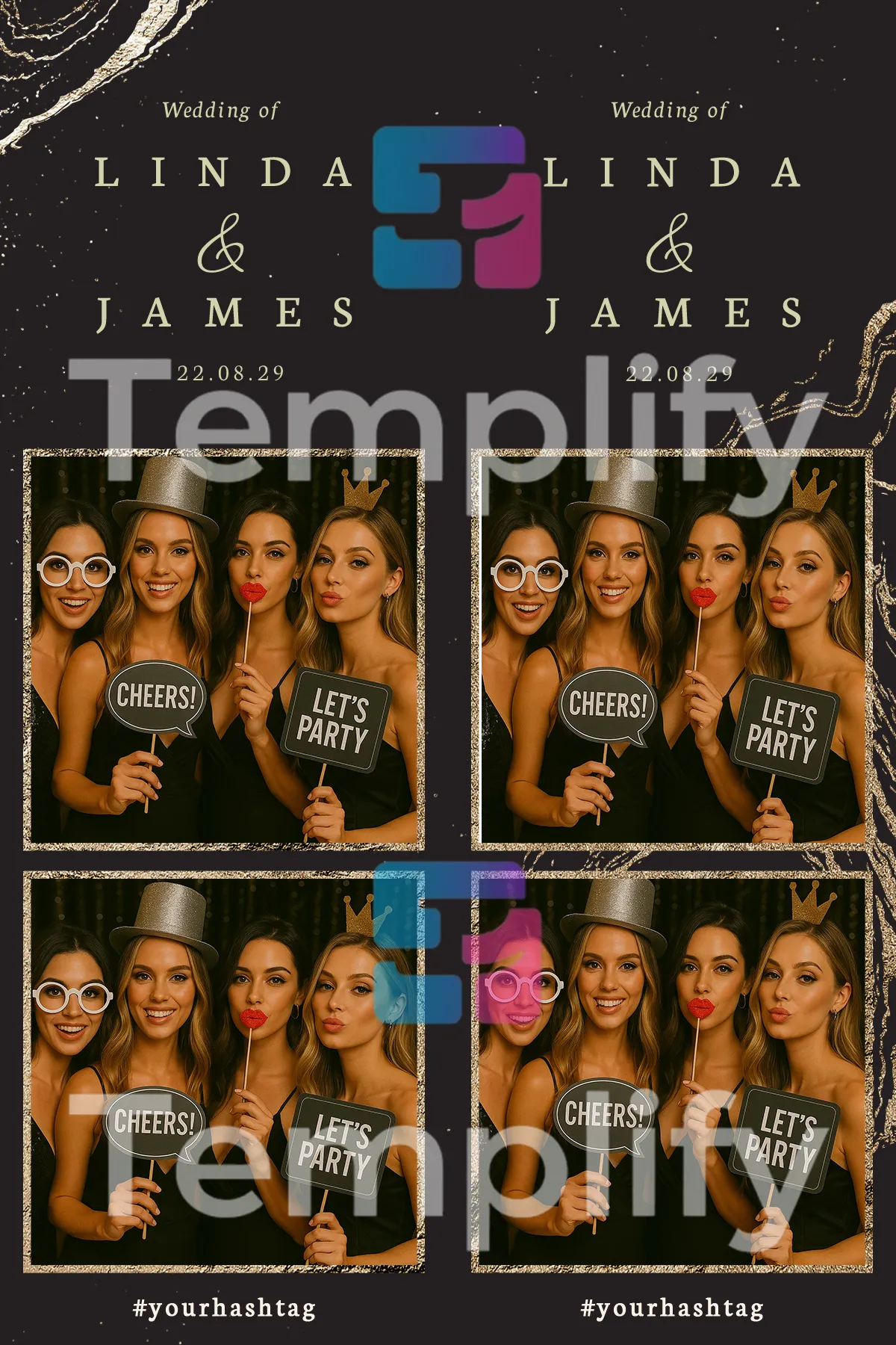 Wedding party photo booth template