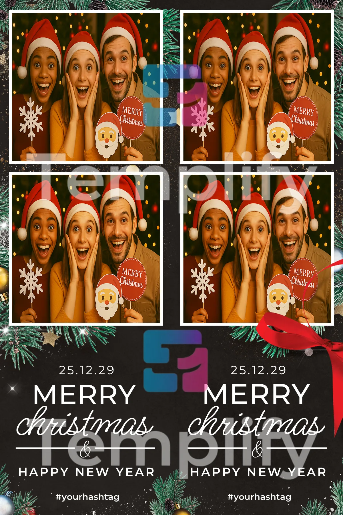 Festive christmas photo booth template