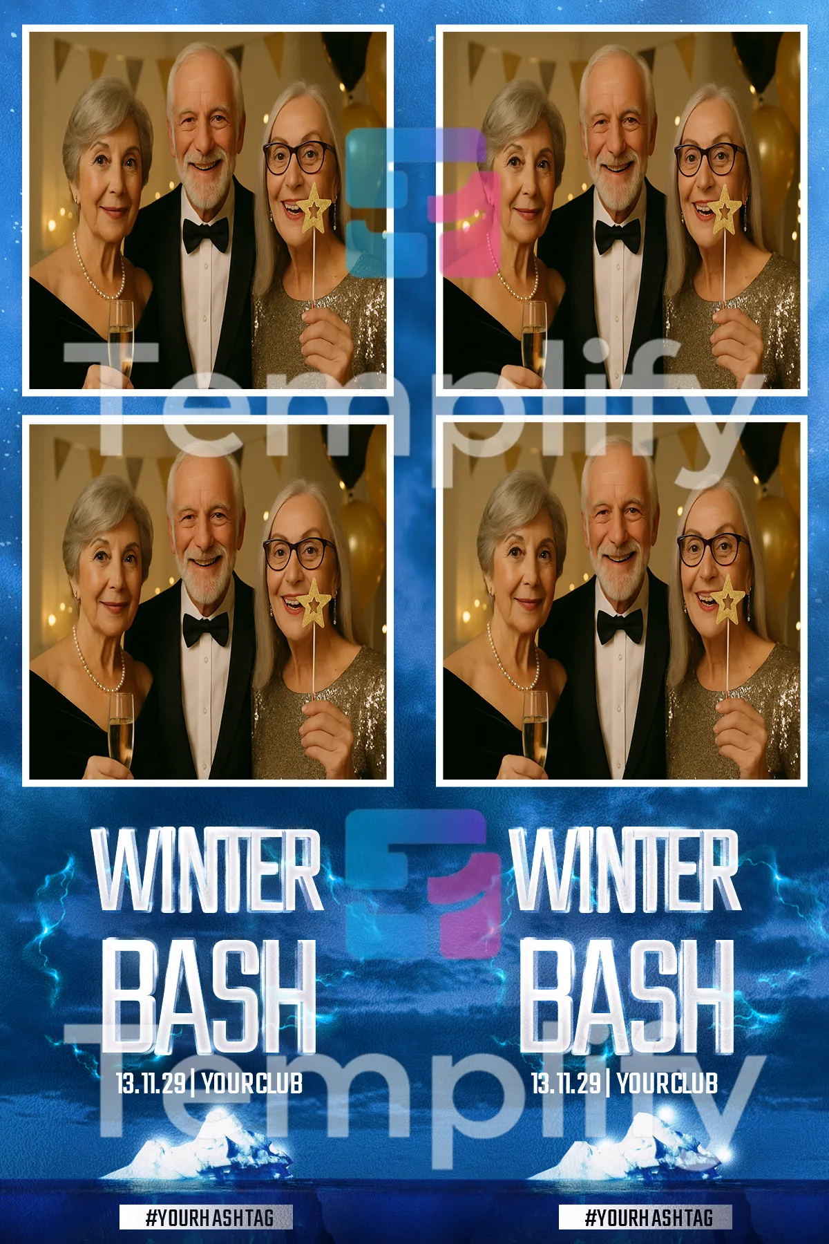 Winter party photo booth template