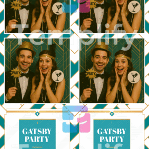 Turquoise glamour photo booth template