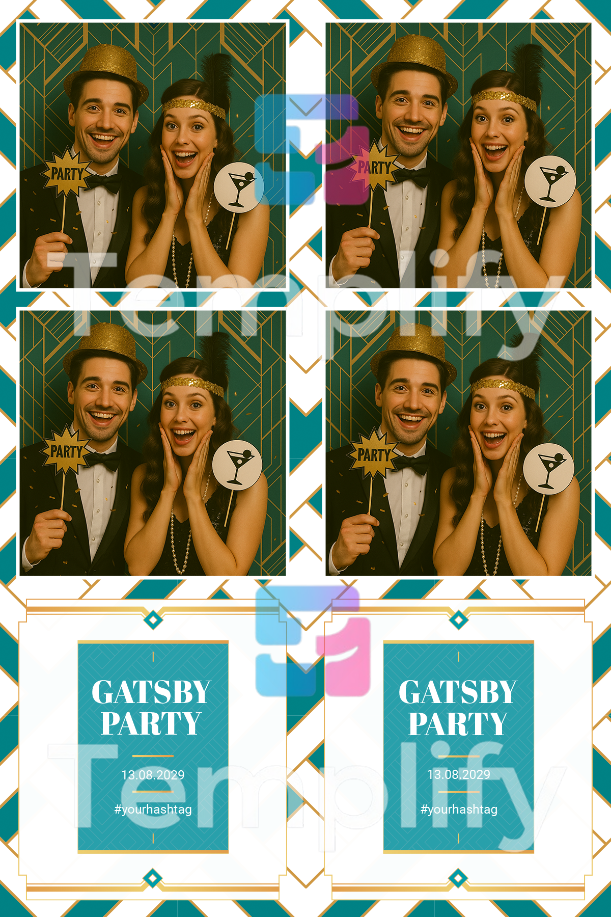 Turquoise glamour photo booth template