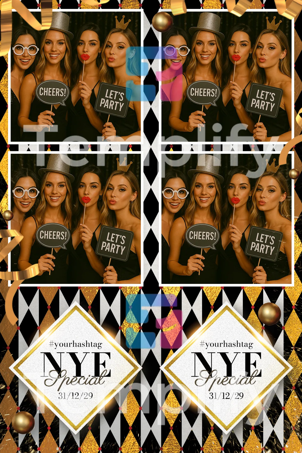 Nye party photo booth template