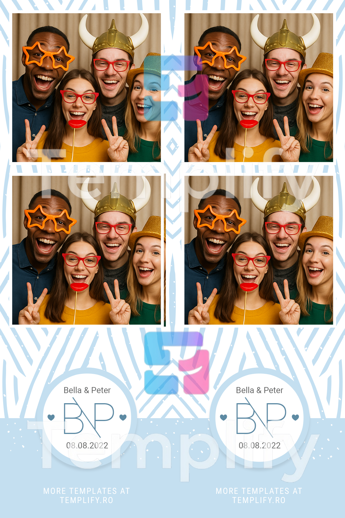 Woven blue photo booth template
