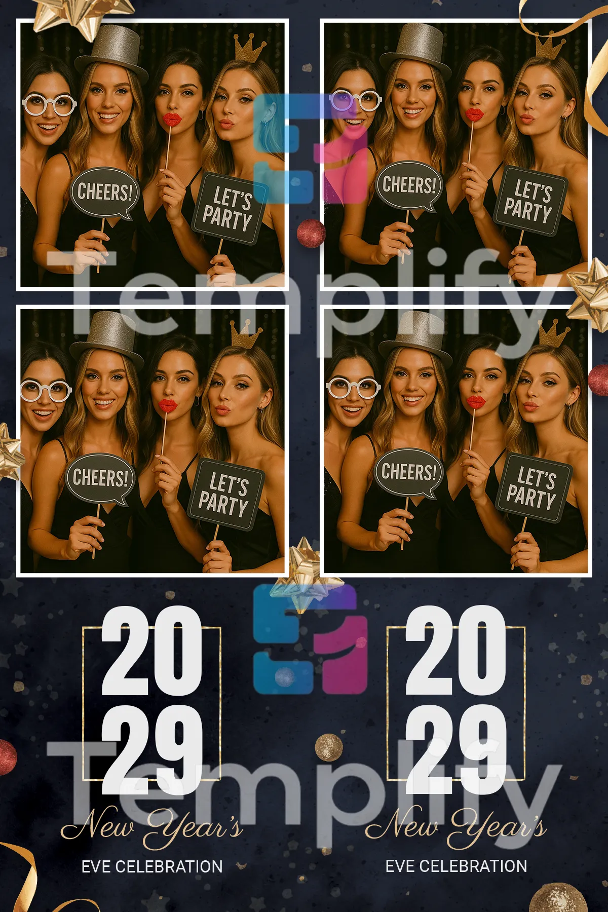 New year eve photo booth template