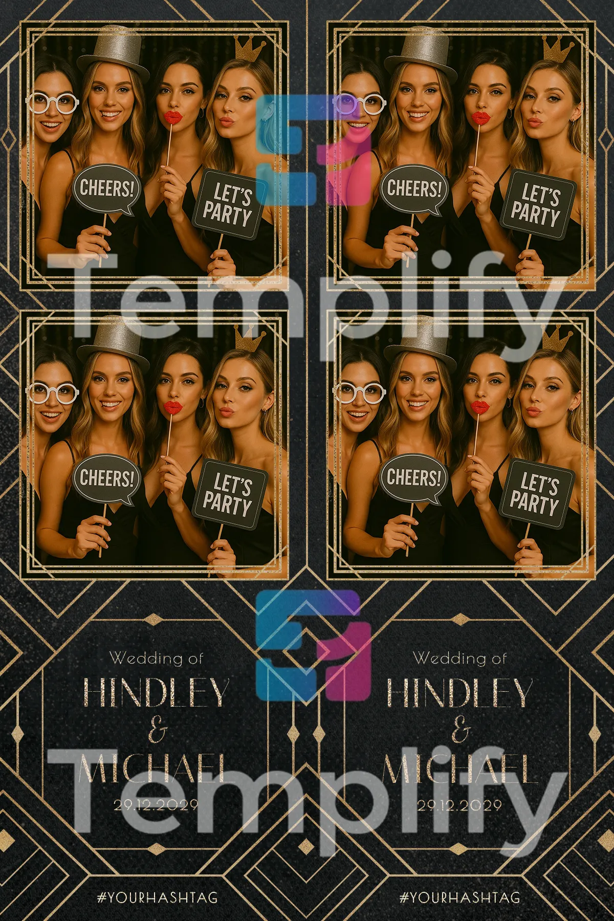Art deco wedding photo booth template