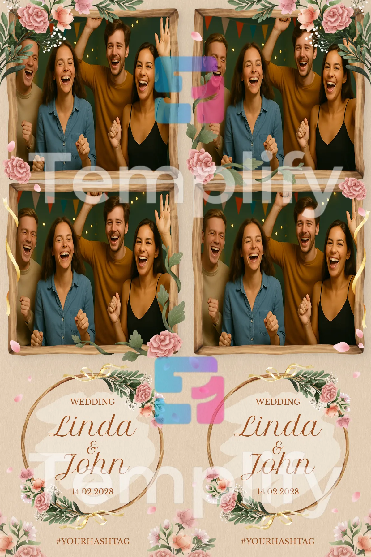 Rustic wedding photo booth template