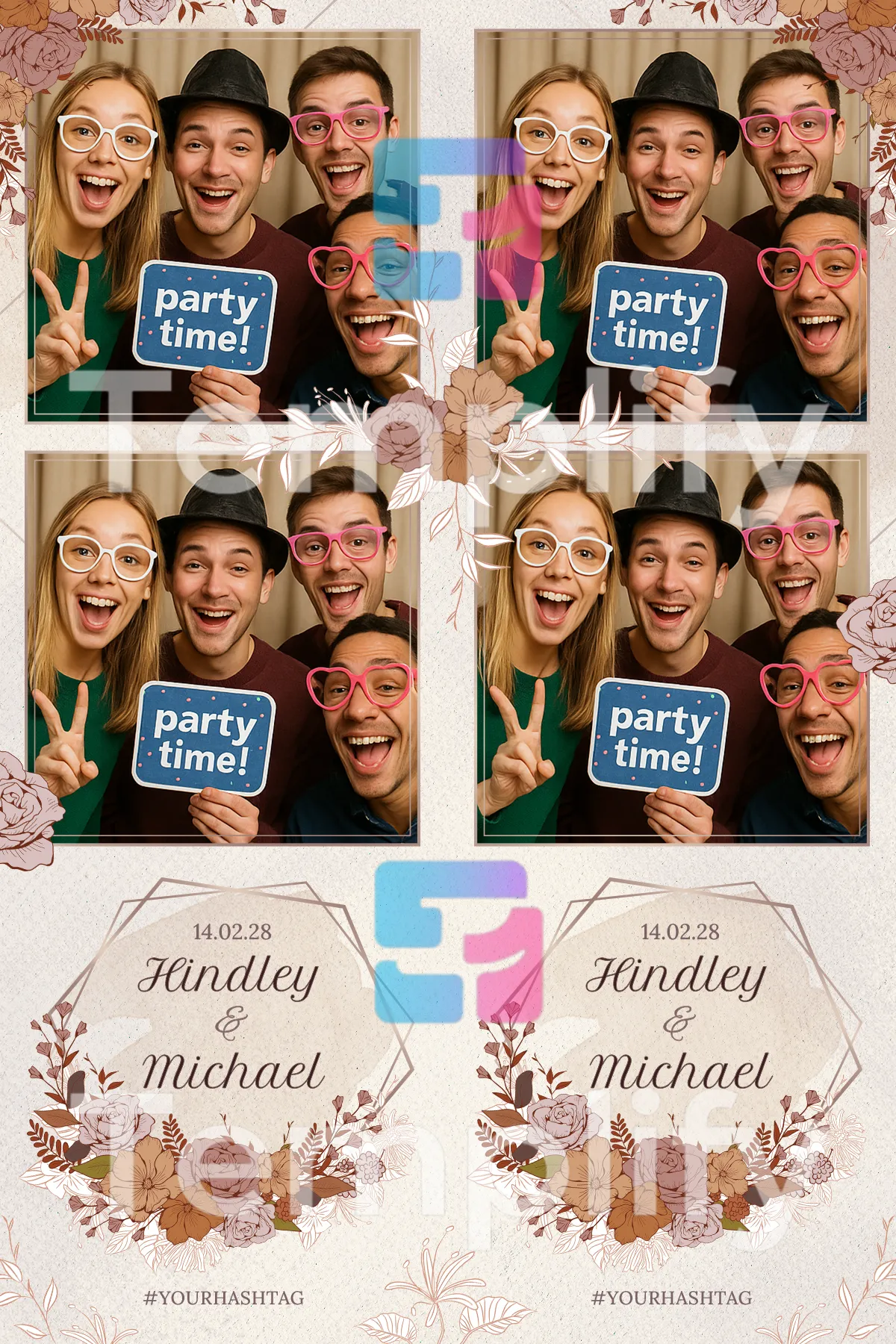 Rustic wedding photo booth template