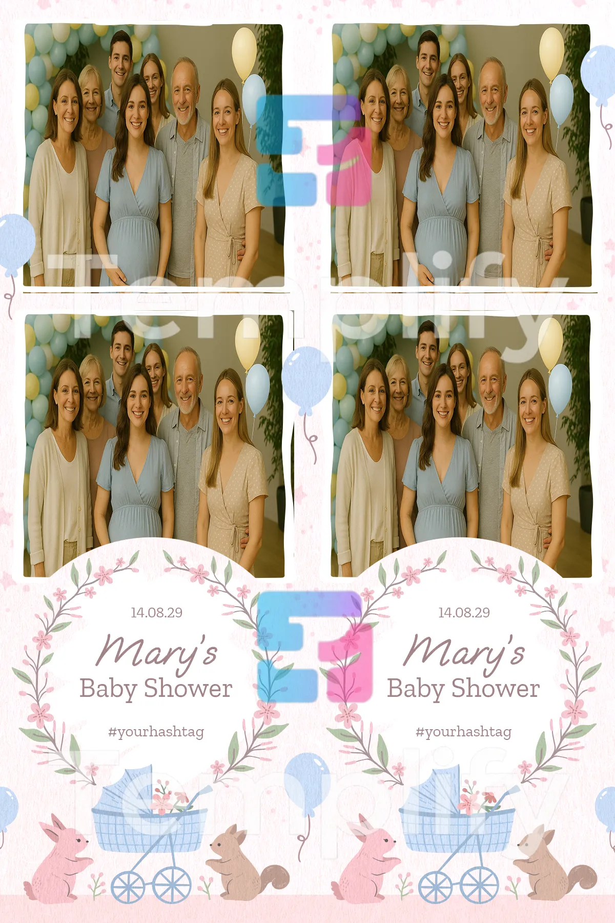 Pink baby shower photo booth template