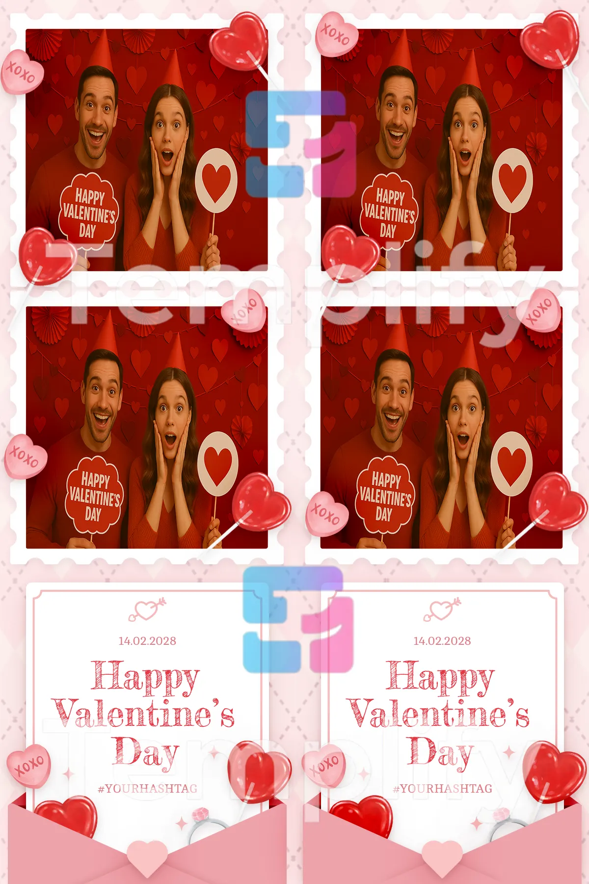 Valentine day photo booth template
