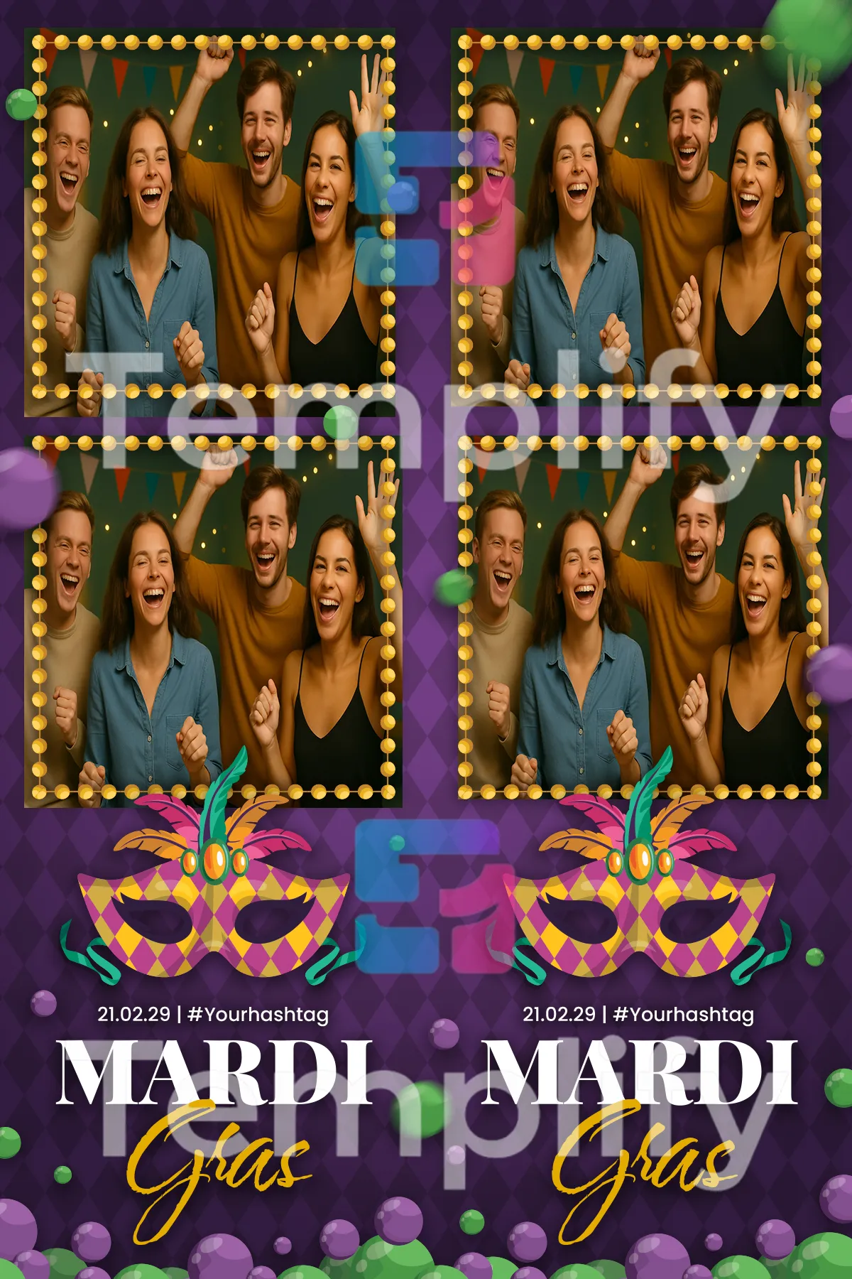 Mardi gras photo booth template