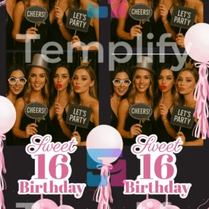 16th birthday party photo booth template
