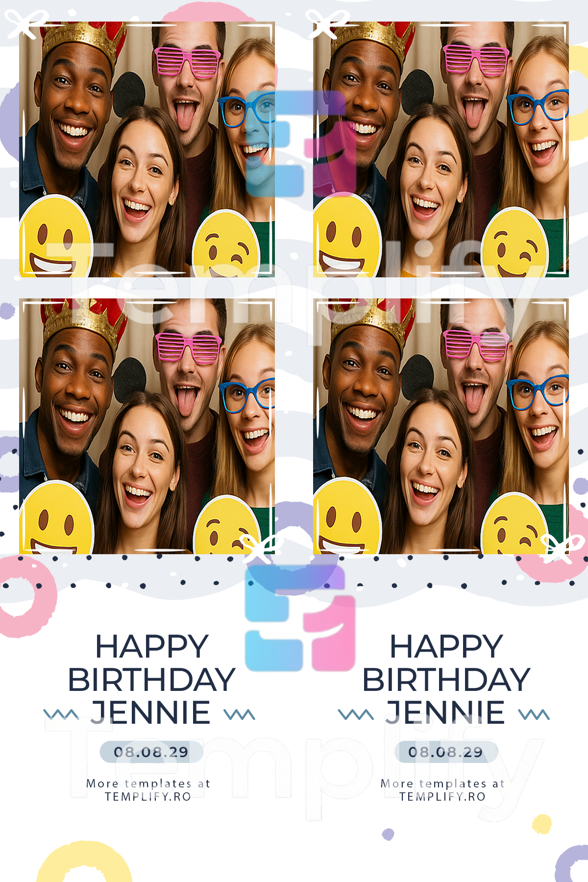 Birthday pastel photo booth template