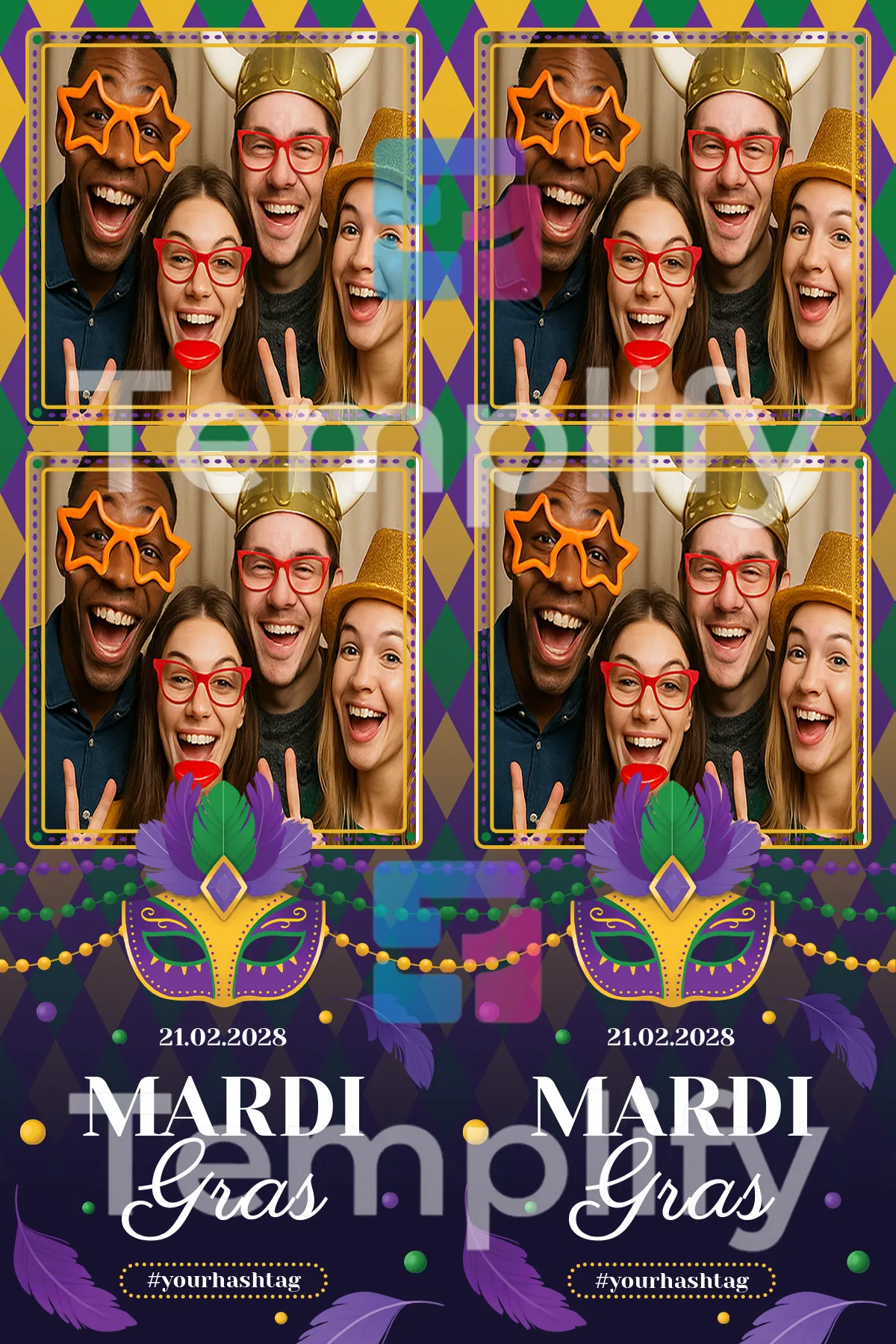 Mardi gras photo booth template