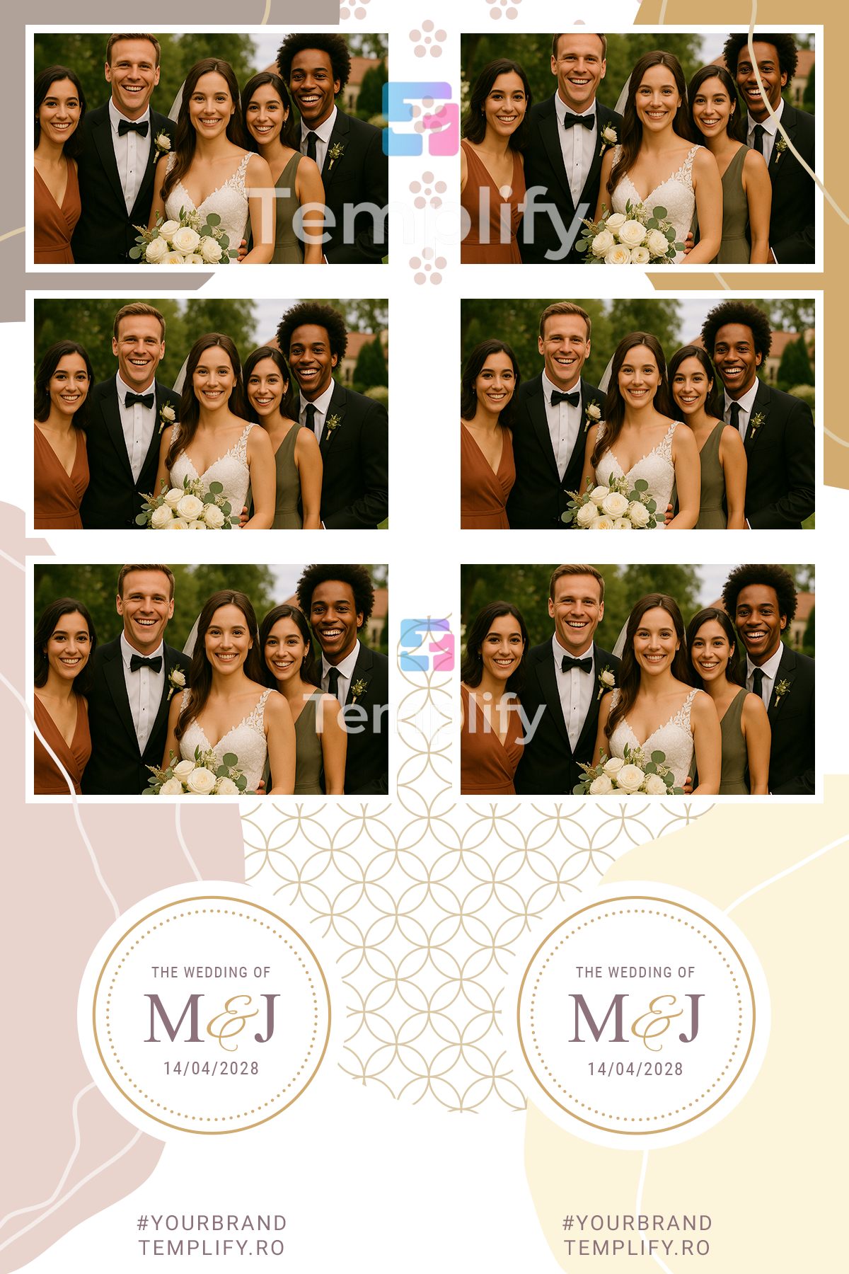 Abstract pink gold photo booth template
