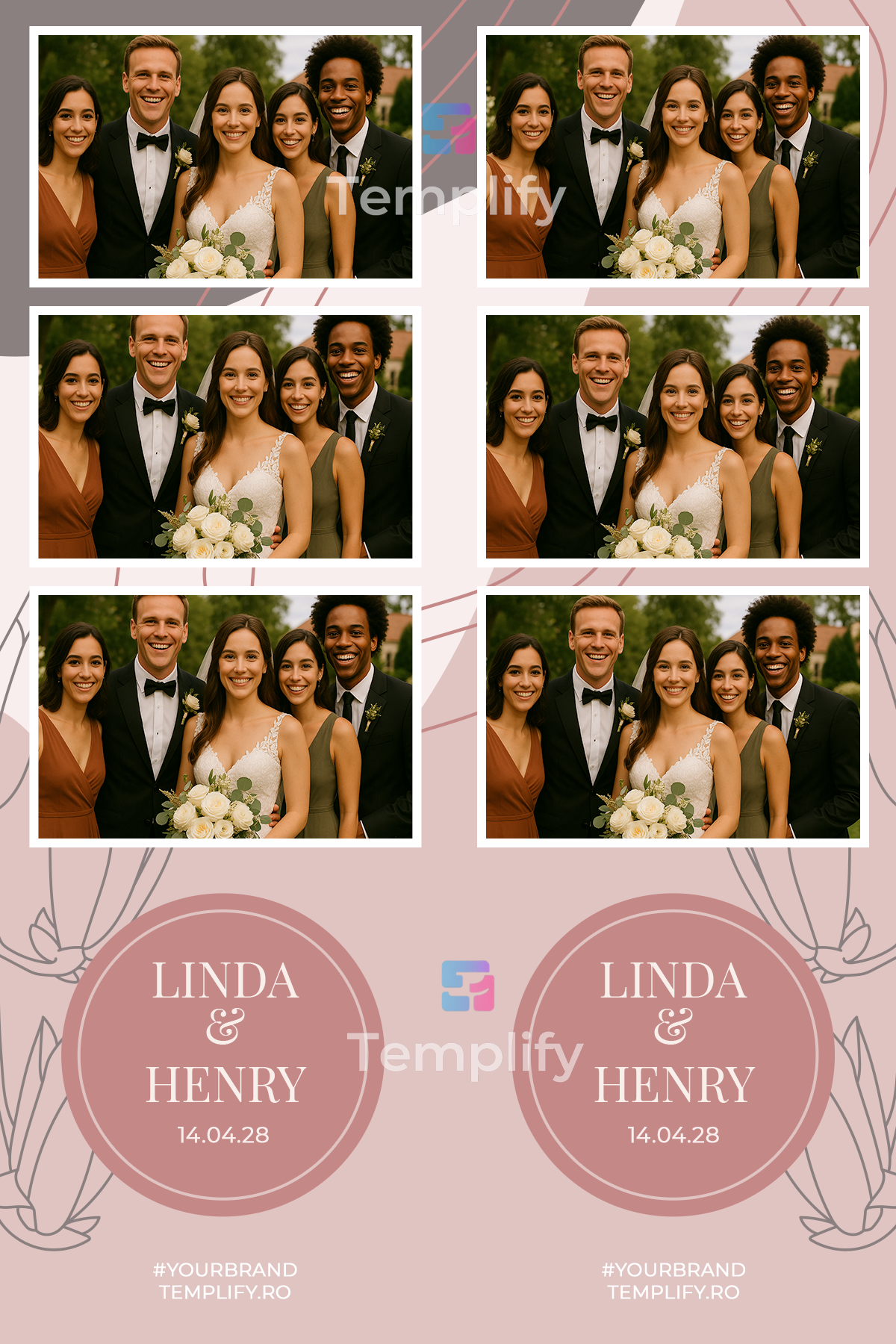 Floral wedding photo booth template