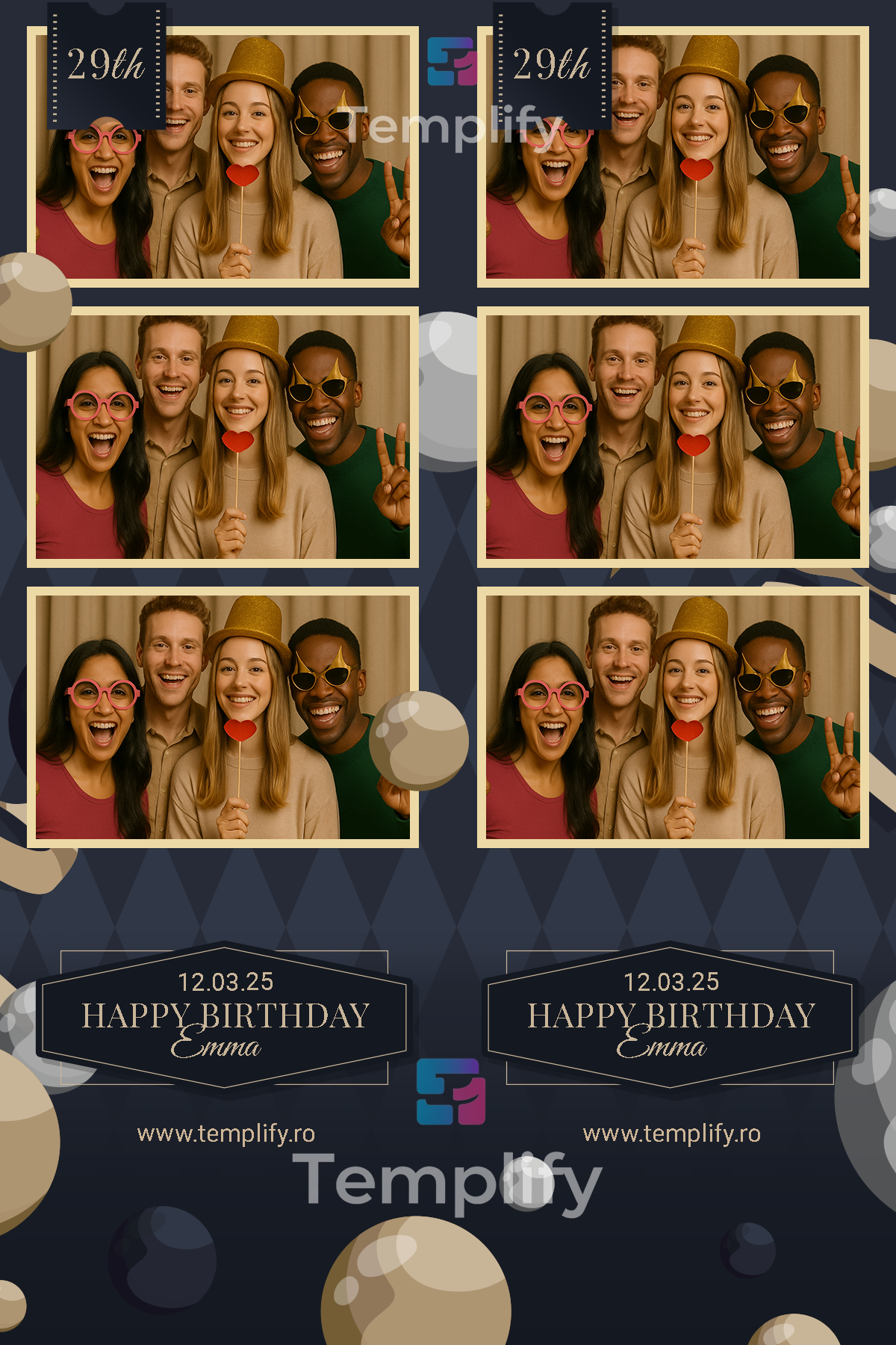 Elegant birthday photo booth template