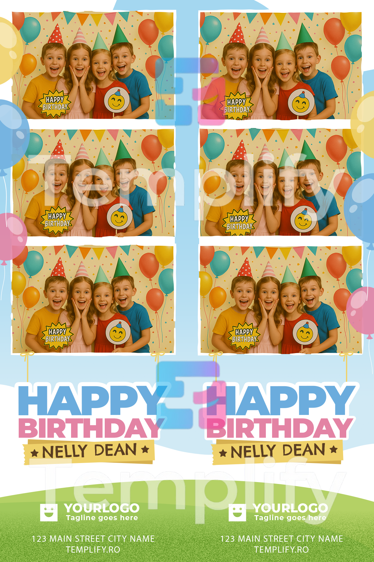 Kids birthday photo booth template
