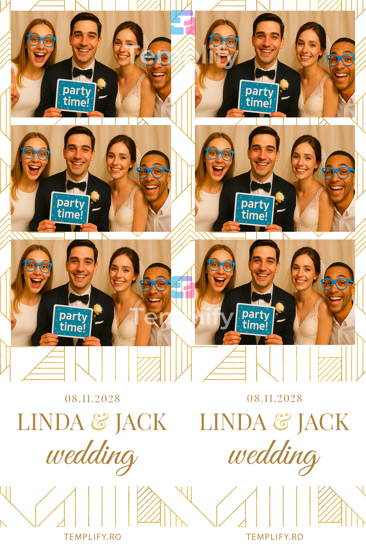Beautiful art deco wedding photo booth template