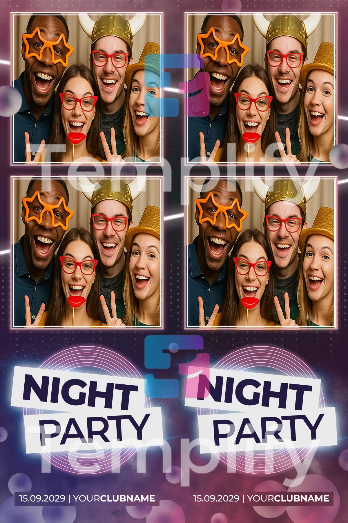 Night party photo booth template