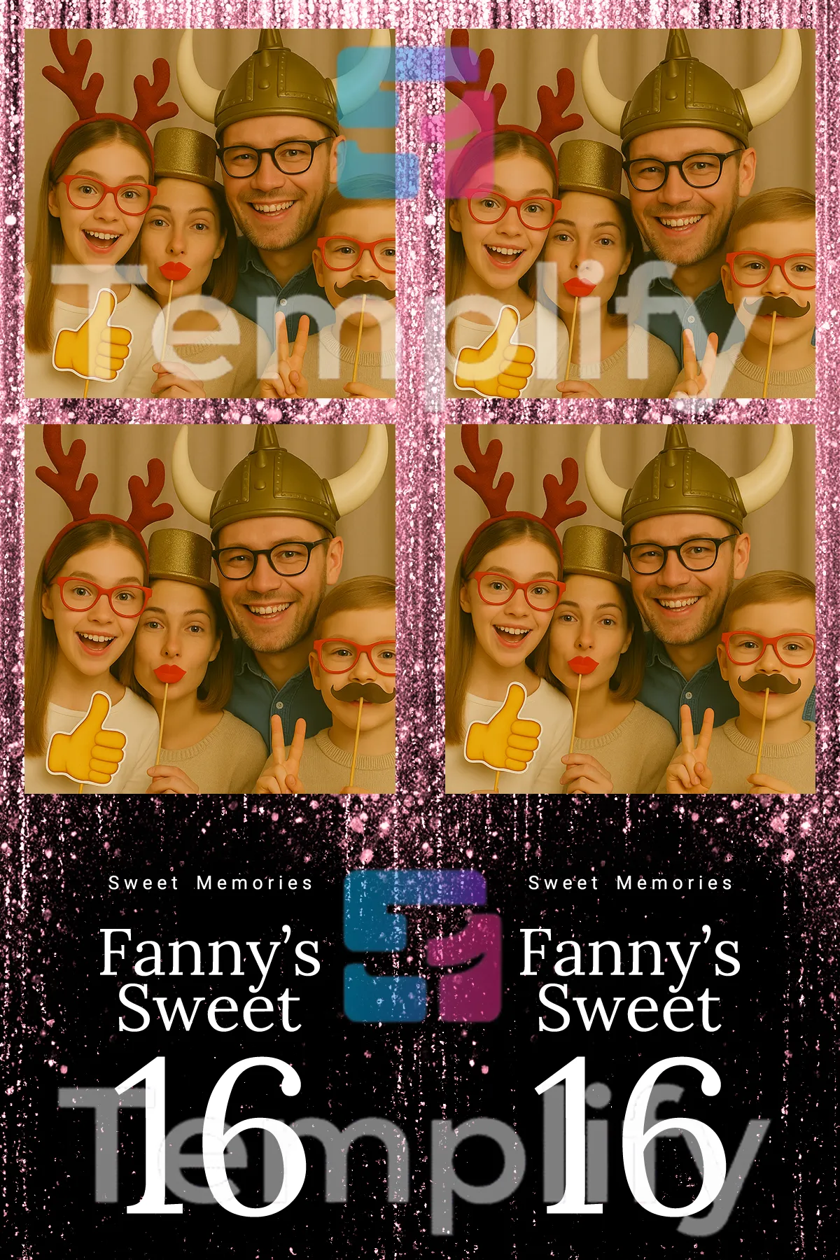 Sweet 16 birthday photo booth template