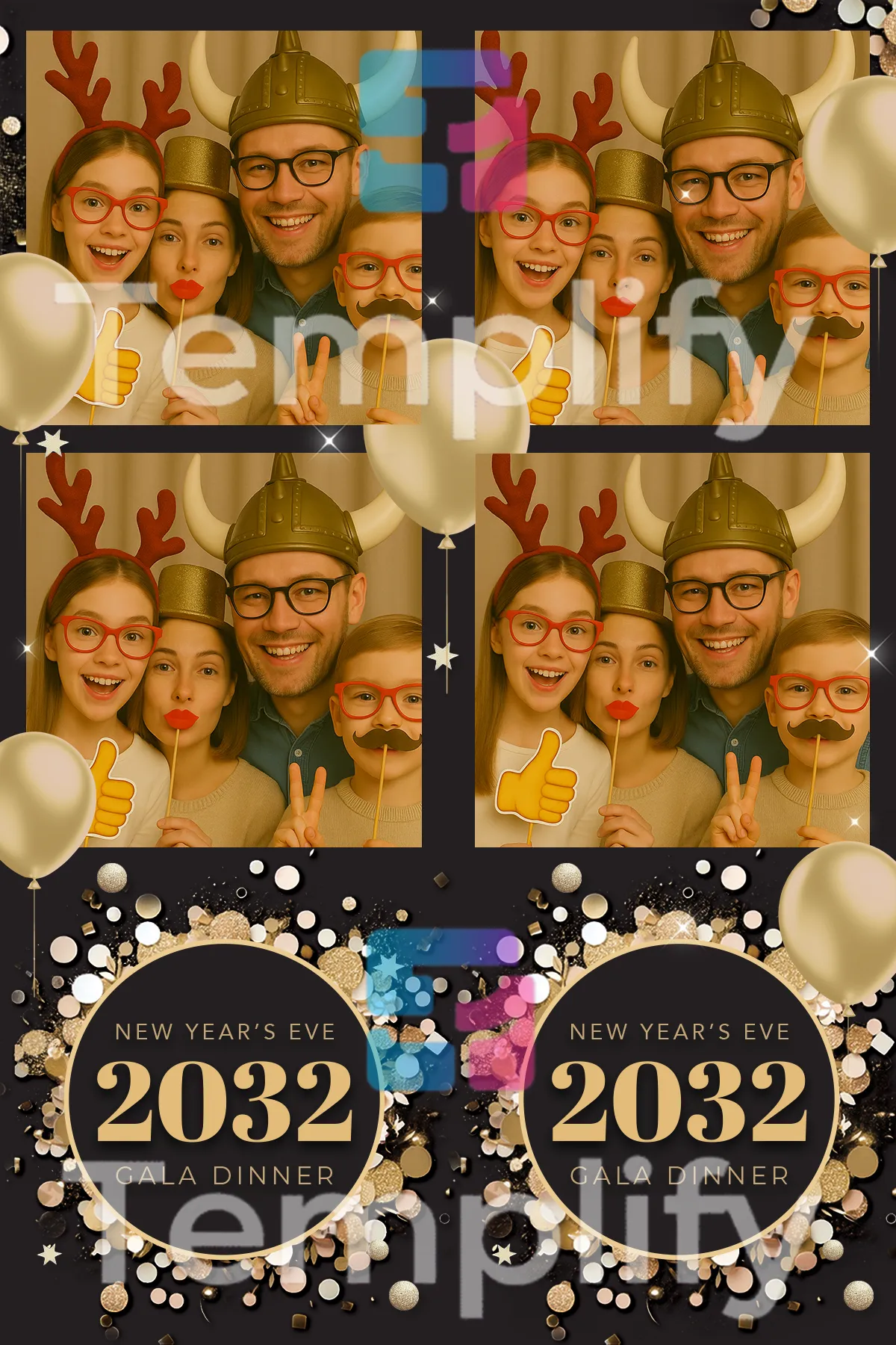 Nye party photo booth template
