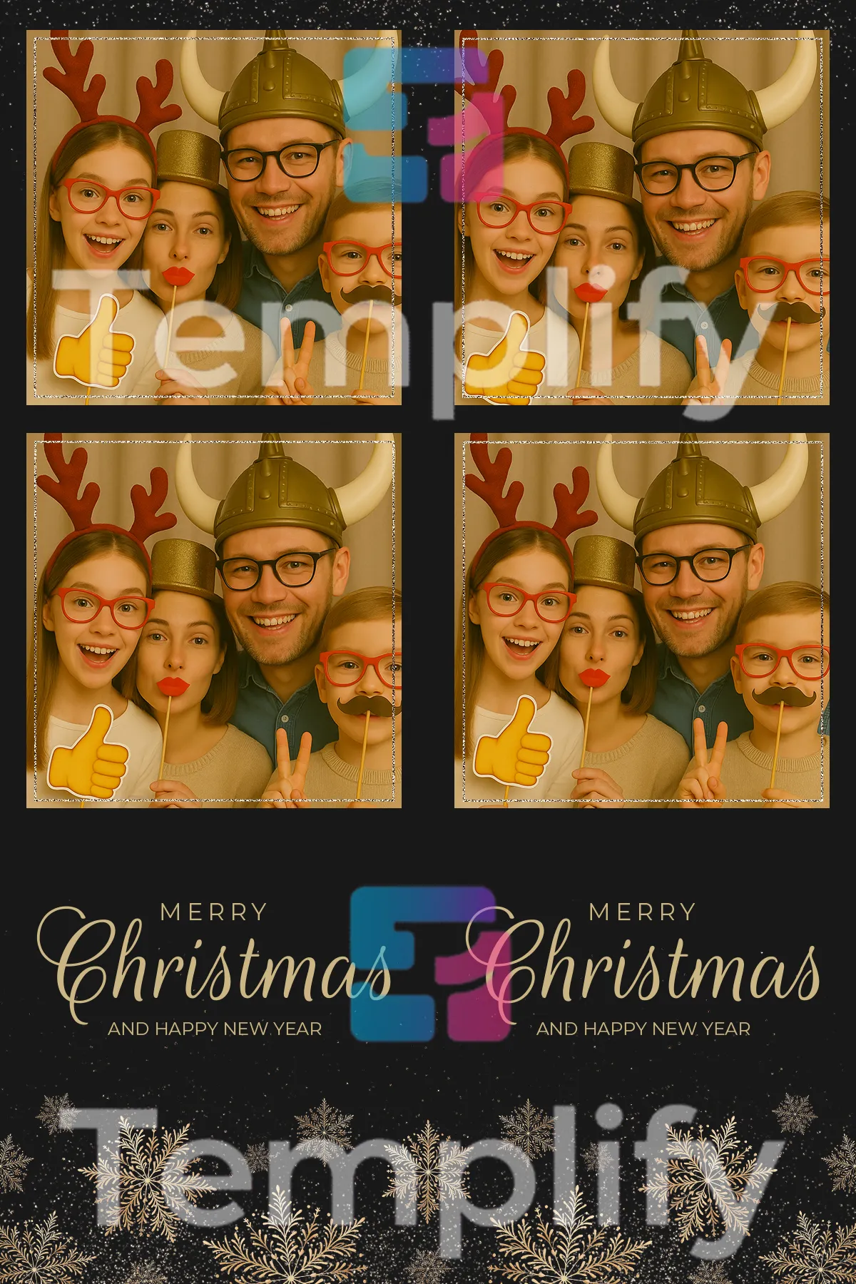 Black gold christmas photo booth template