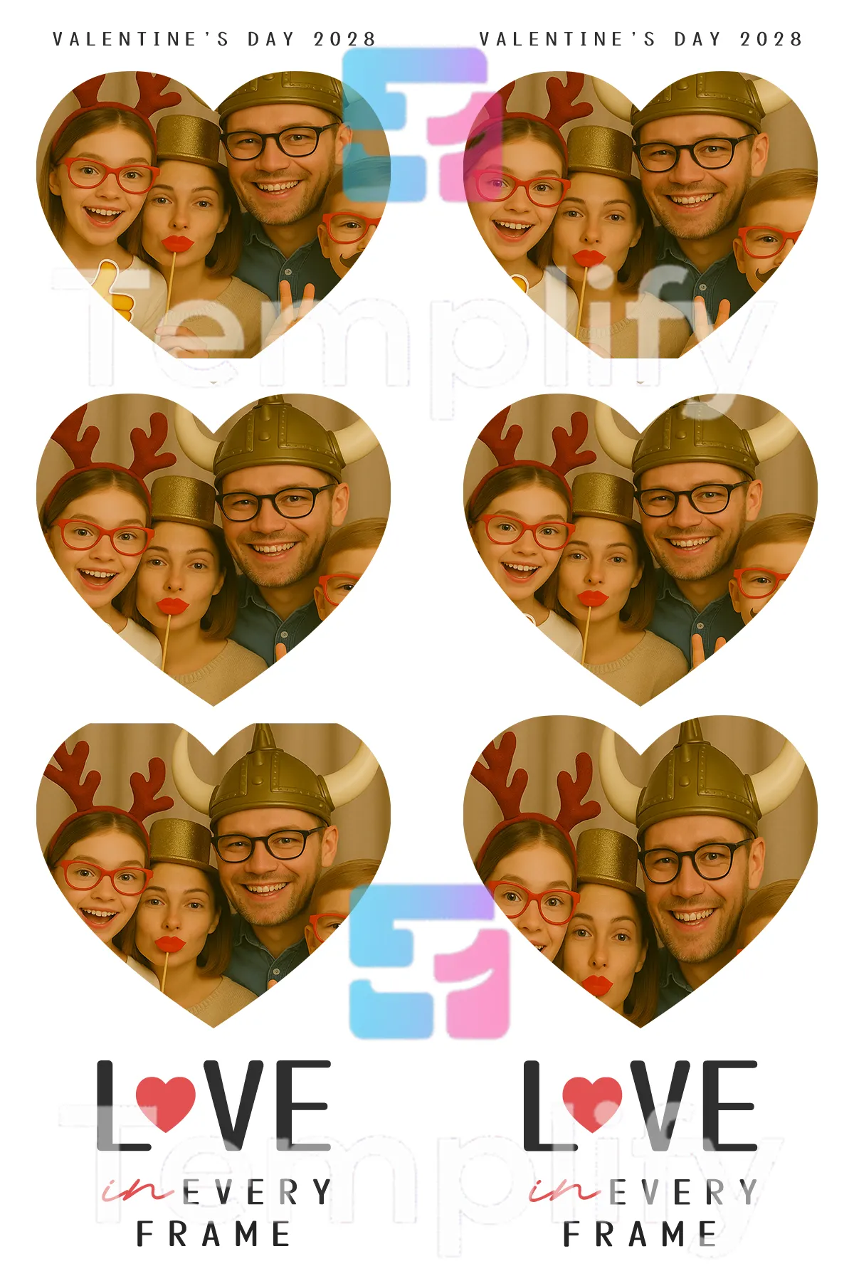 Valentines heart photo booth template