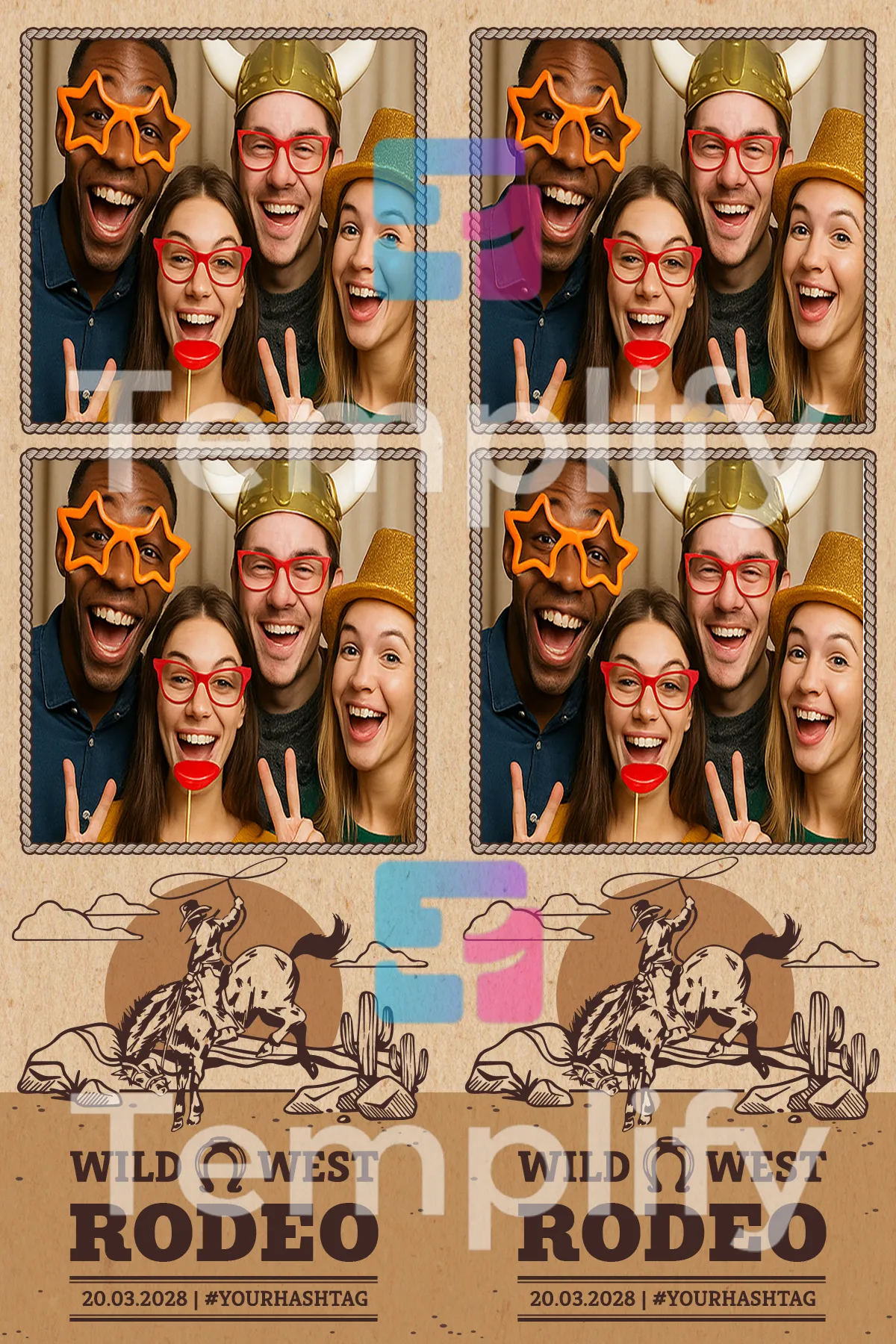 Rodeo party photo booth template