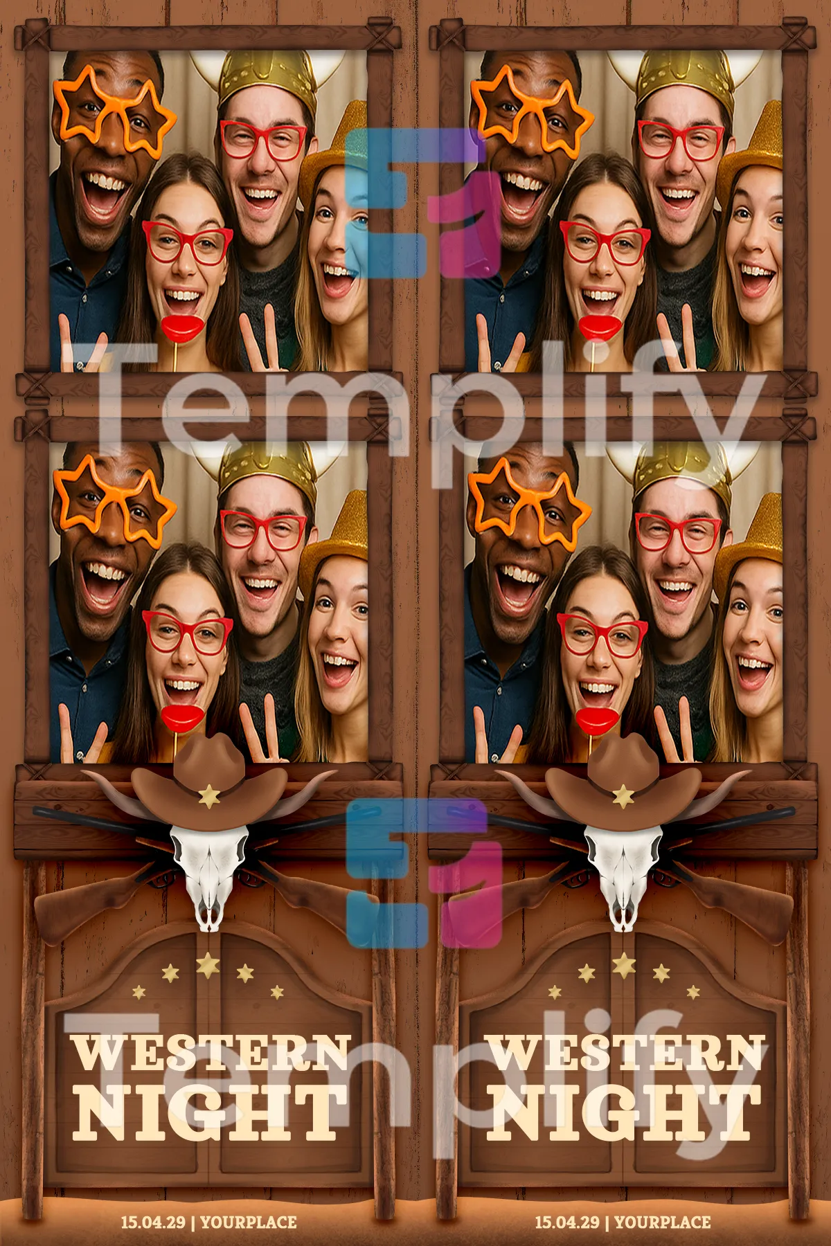 Western night party photo booth template