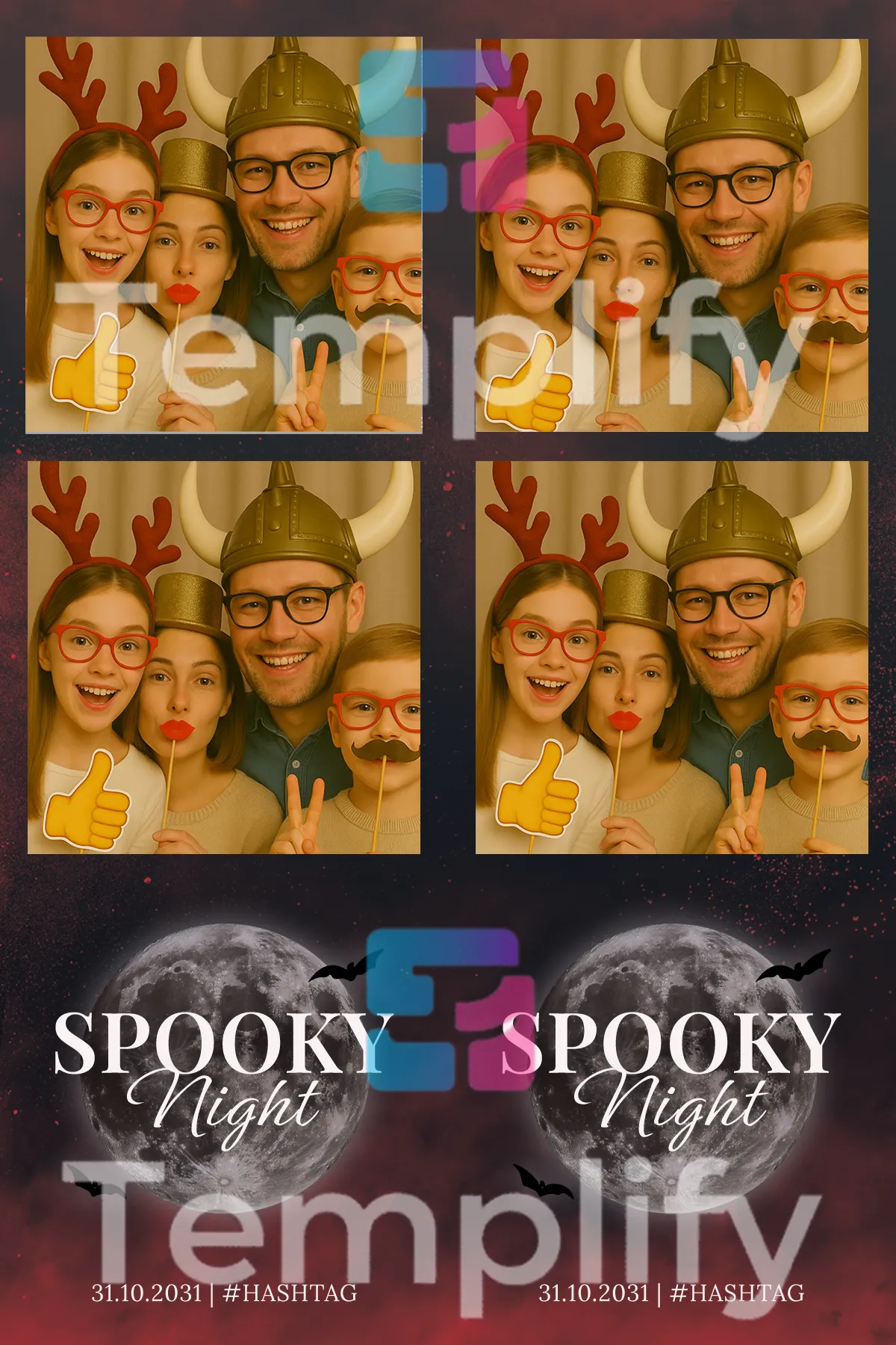 Halloween full moon photo booth template